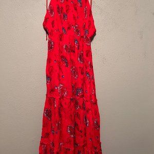 FREE PEOPLE red flower maxi dress LARGE